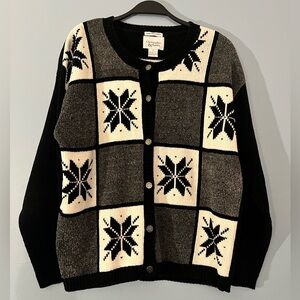Christopher & Banks Black and White Cardigan Sweater